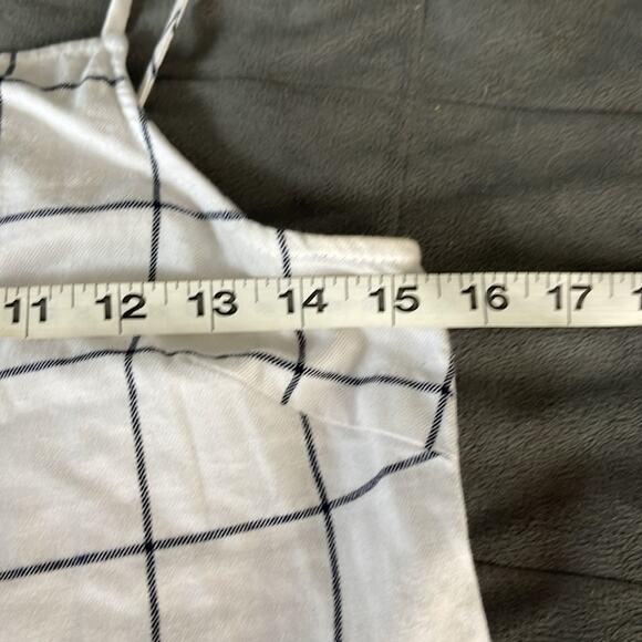 ASOS Black and White Window Pane Plaid Button Detail Tie Shoulder Dress Sz 2 - Picture 7 of 9